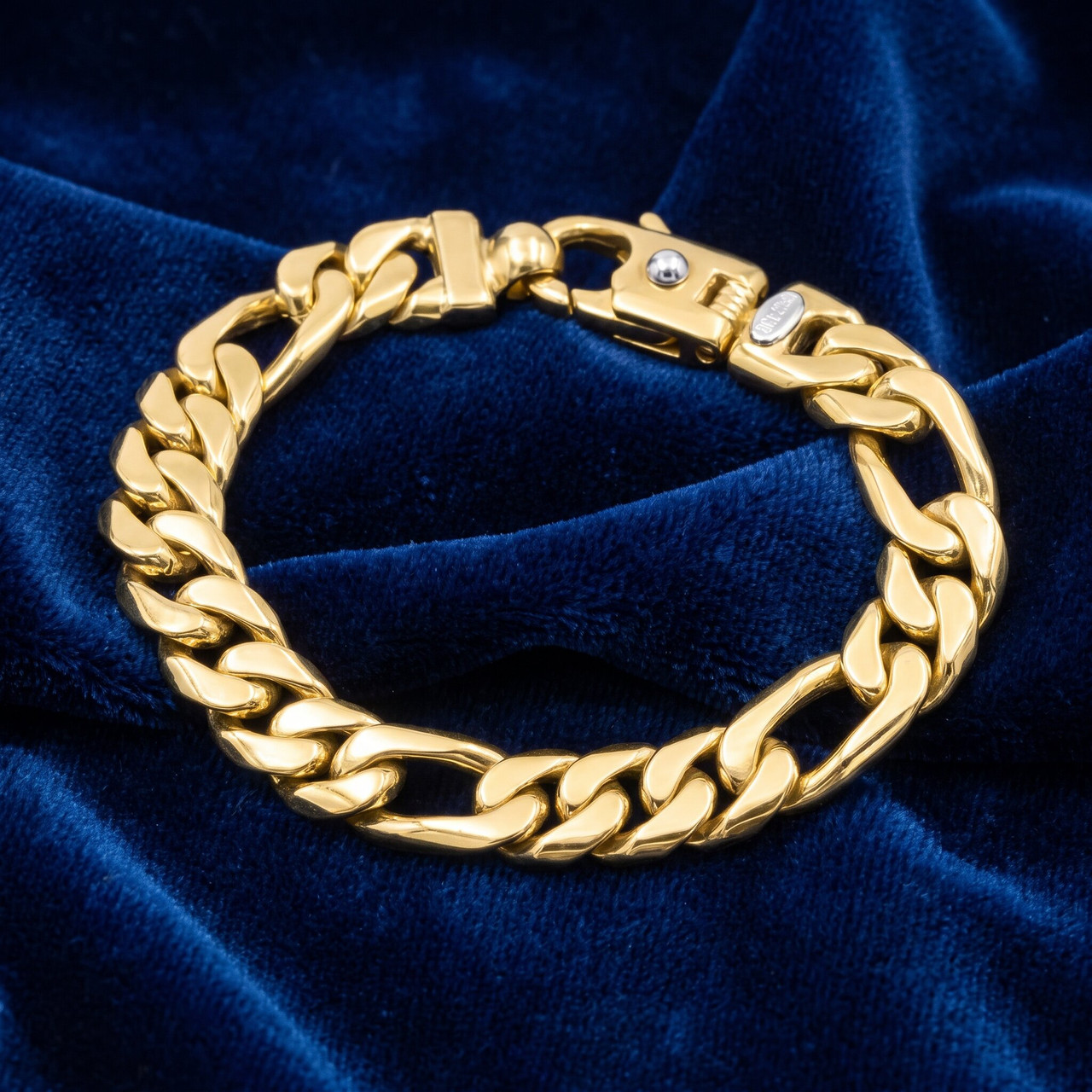 Men's Classic Figaro 14k Solid Yellow Gold 55.7 Grams 9.5mm Link