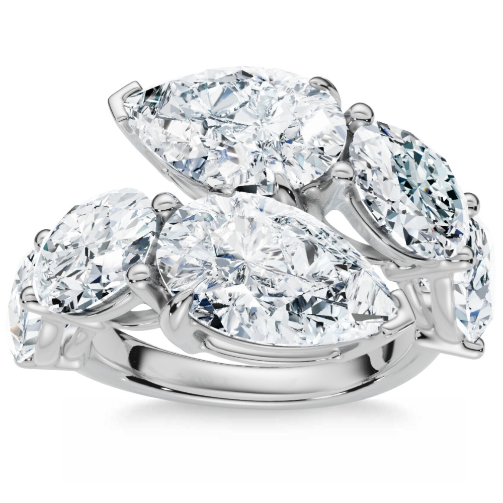 7.10Ct Pear & Oval Shape Bypass Ring Gold Lab Grown (F-G, VS)