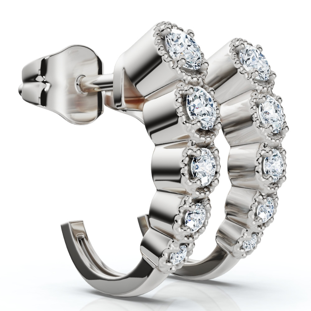 1/4Ct Diamond Hoops J Shape Huggie Gold Lab Grown (F-G, VS)