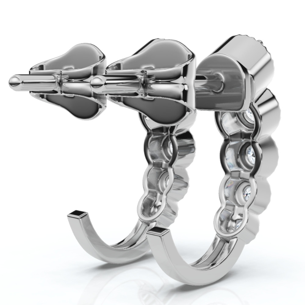 1/4Ct Diamond Hoops J Shape Huggie Gold Lab Grown (F-G, VS)