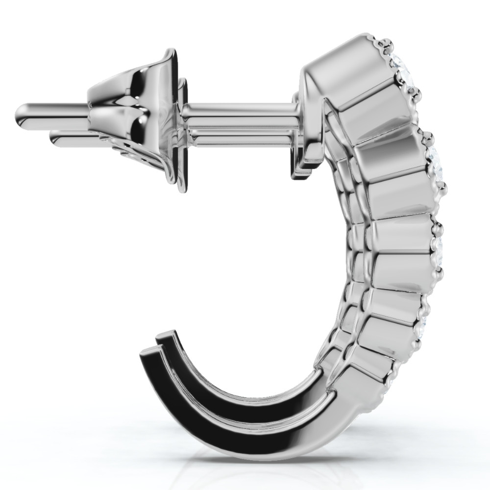 1/4Ct Diamond Hoops J Shape Huggie Gold Lab Grown (F-G, VS)