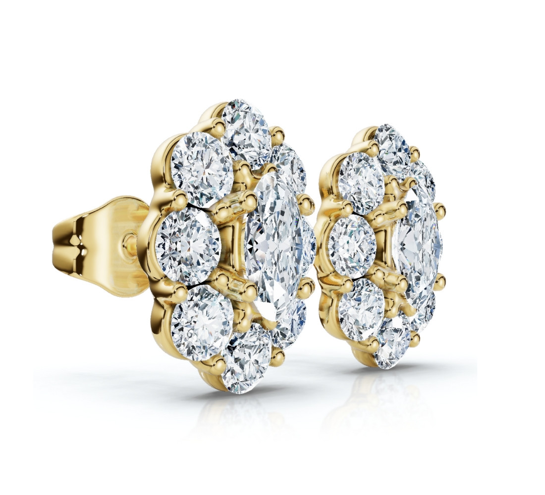 1 1/2Ct Oval Diamond Halo Studs 14k Gold Women's Earrings Lab Grown