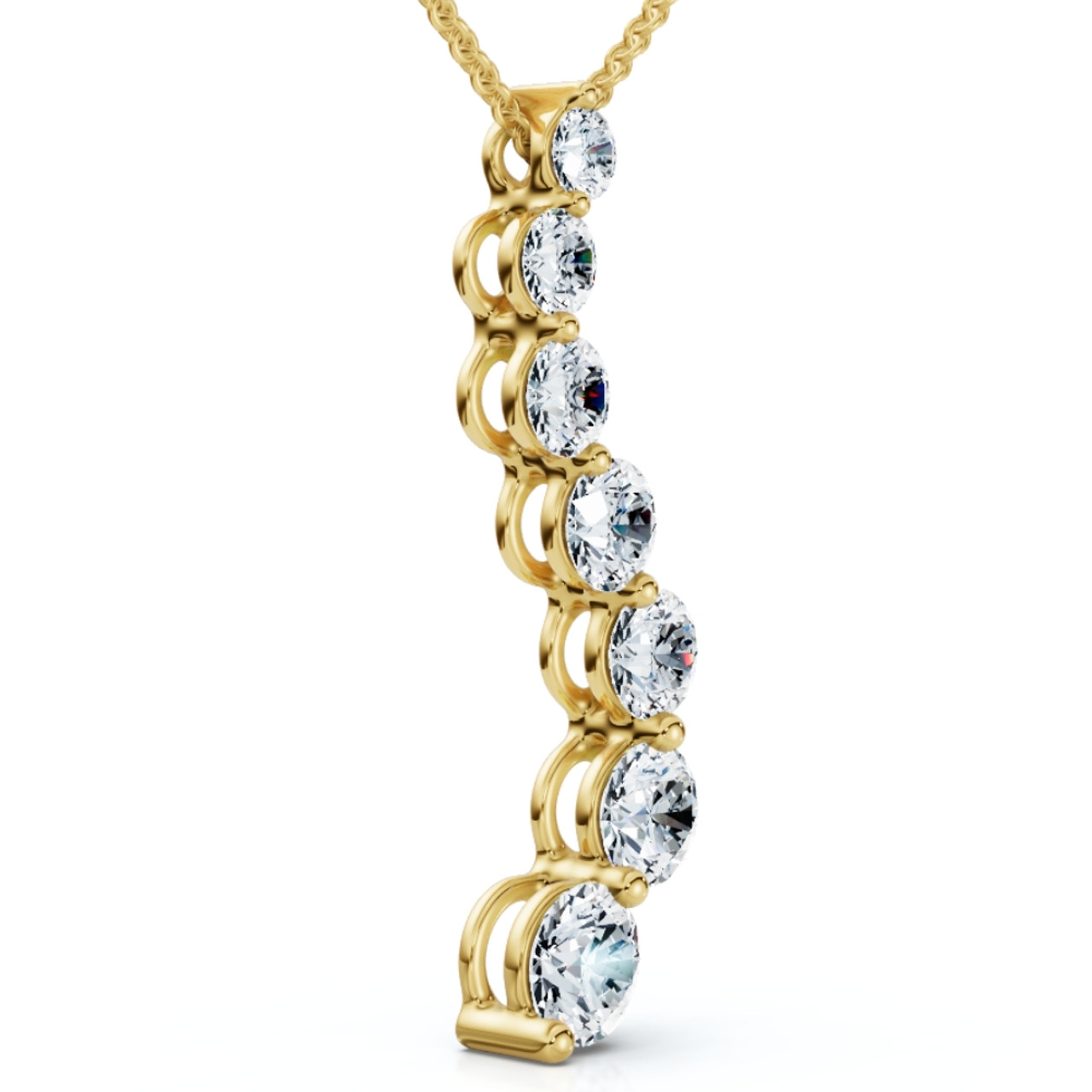 F/VS 3Ct Diamond Journey Pendant Gold Women's Necklace Lab Grown (F-G, VS) F/VS 3Ct Diamond Journey Pendant Gold Women's Necklace Lab Grown (F-G, VS)