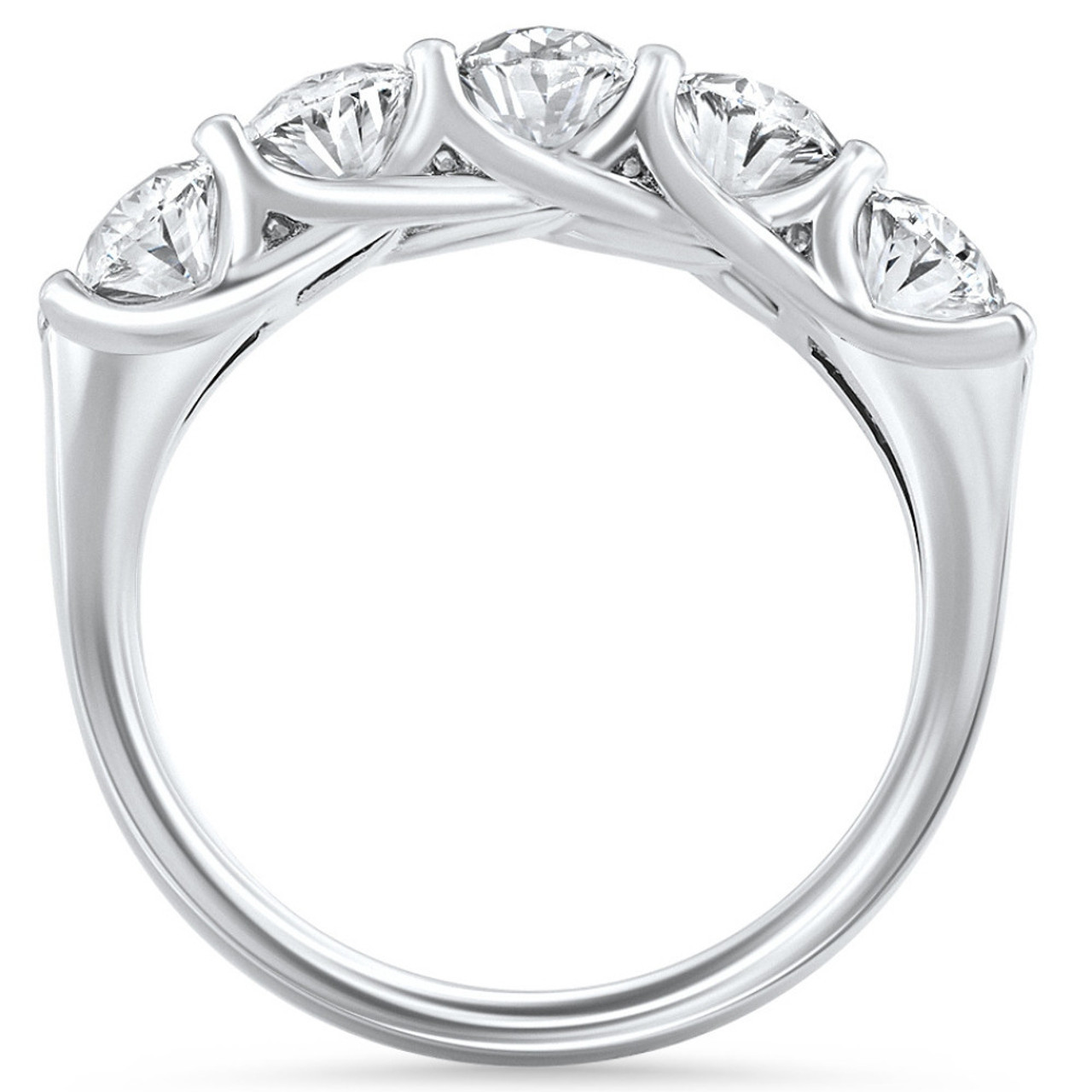 5Ct Oval Moissanite Five Stone Wedding Ring 14k Gold