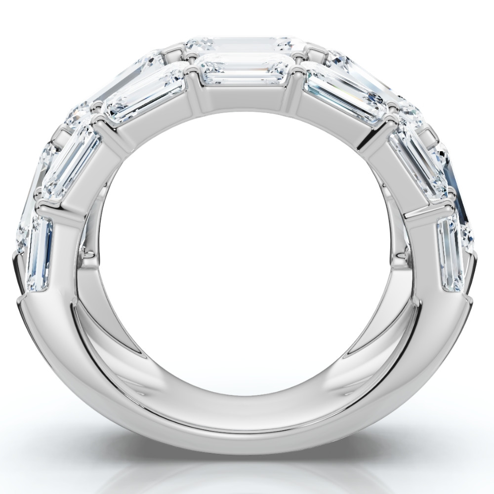 9.70Ct Emerald Cut Diamond 3-Row Fashion Wide Ring Gold Lab Grown (F-G, VS)