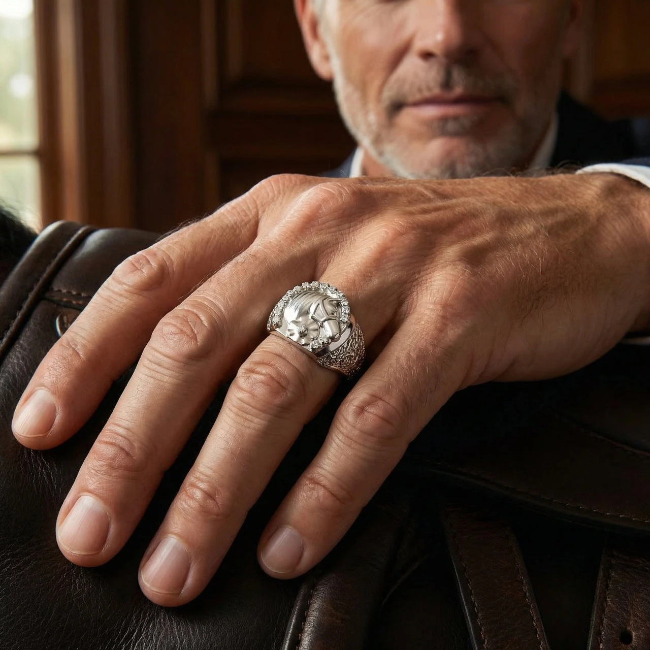 Men's Pinkie Horse Lucky Diamond Ring