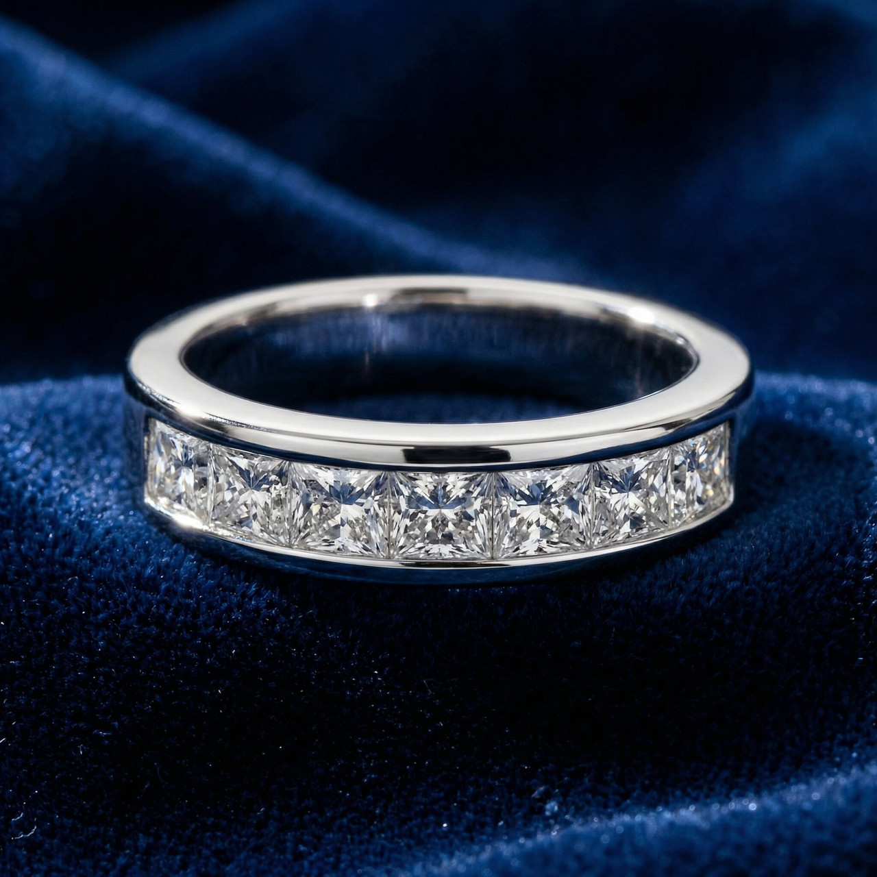 2Ct TW Men's Princess Cut Diamond Channel Set Wedding Ring Gold Lab Grown (F-G, VS)