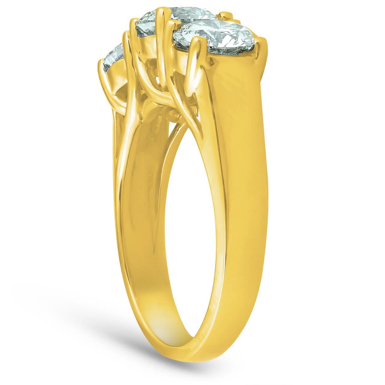 2 1/2ct Three Stone Diamond Engagement Ring 14K Yellow Gold (G-H, SI)