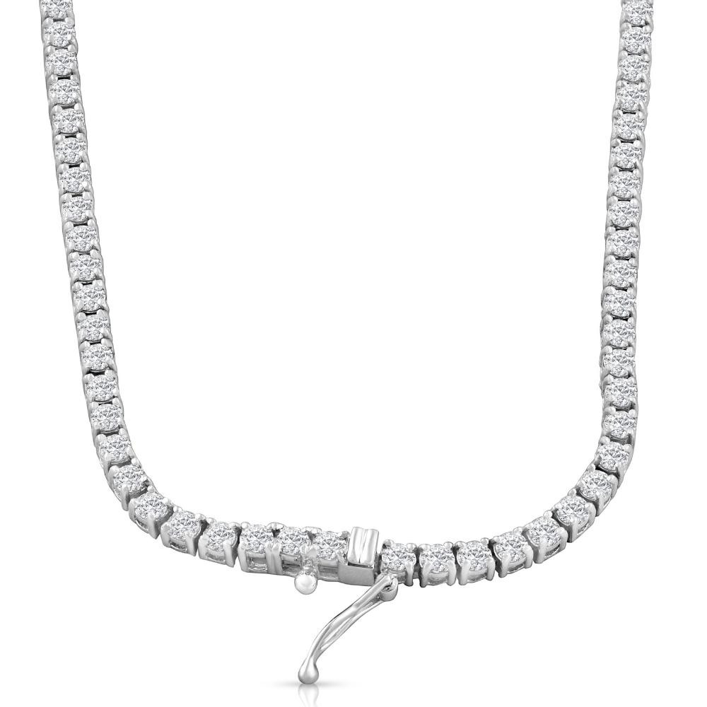 12Ct TW Lab Grown Diamond Tennis Necklace 14K White Gold 18" (F-G, VS)