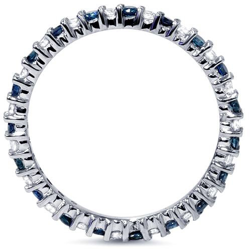 1/2ct Blue & White Diamond Eternity Ring 14K White Gold (Blue, I2-I3)