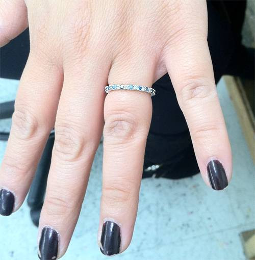 1/2ct Blue & White Diamond Eternity Ring 14K White Gold (Blue, I2-I3)