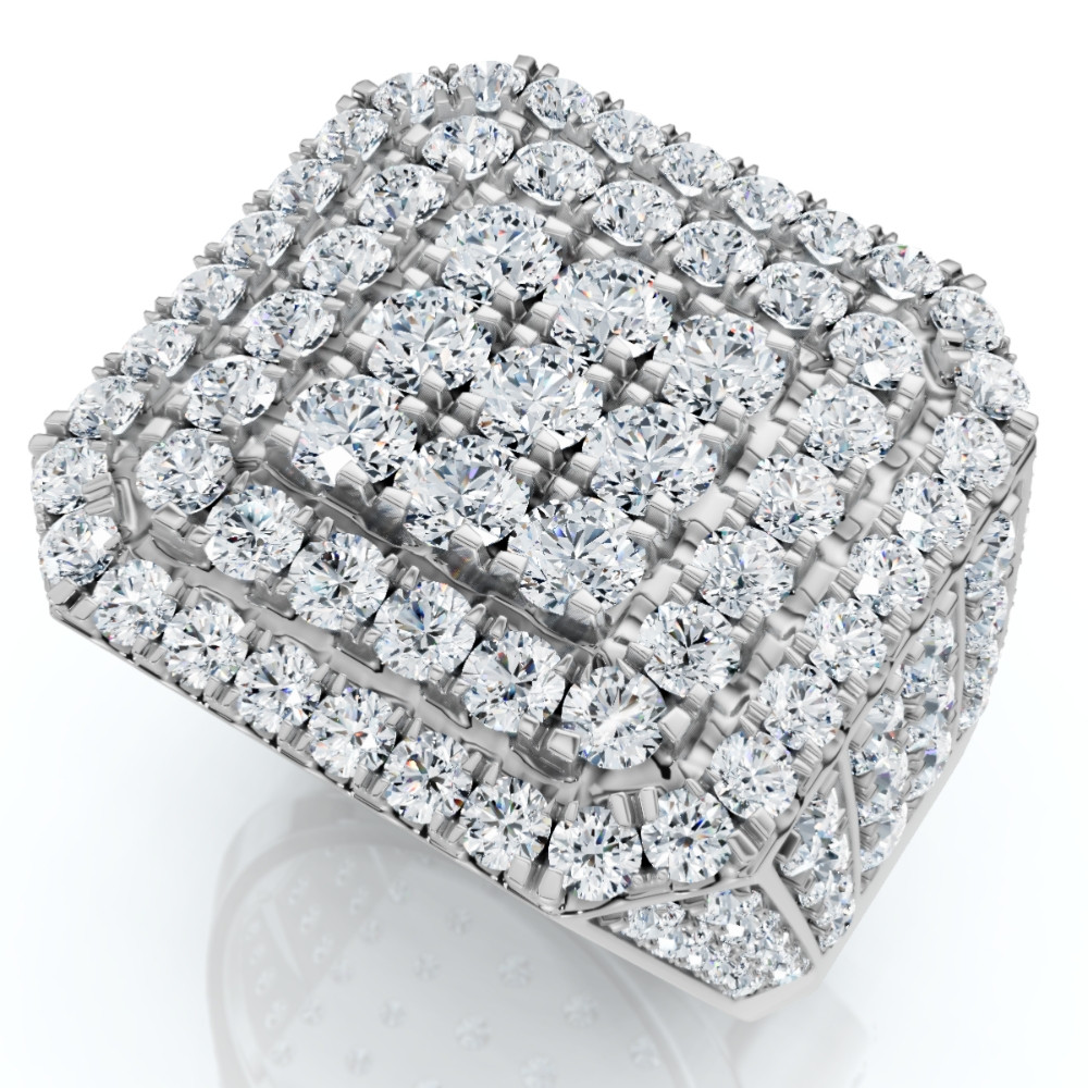 5Ct TW Men's Round Diamond Pave Ring Gold Lab Grown (F-G, VS)