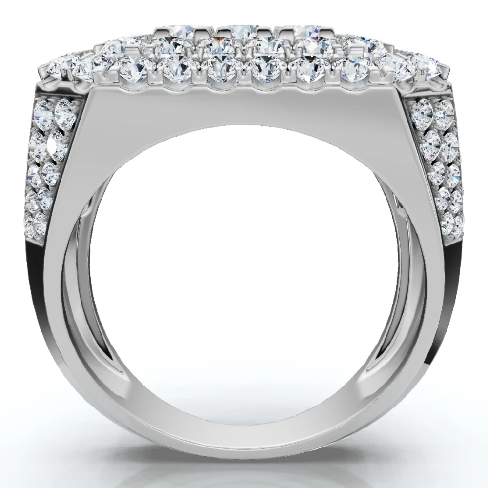 5Ct TW Men's Round Diamond Pave Ring Gold Lab Grown (F-G, VS)