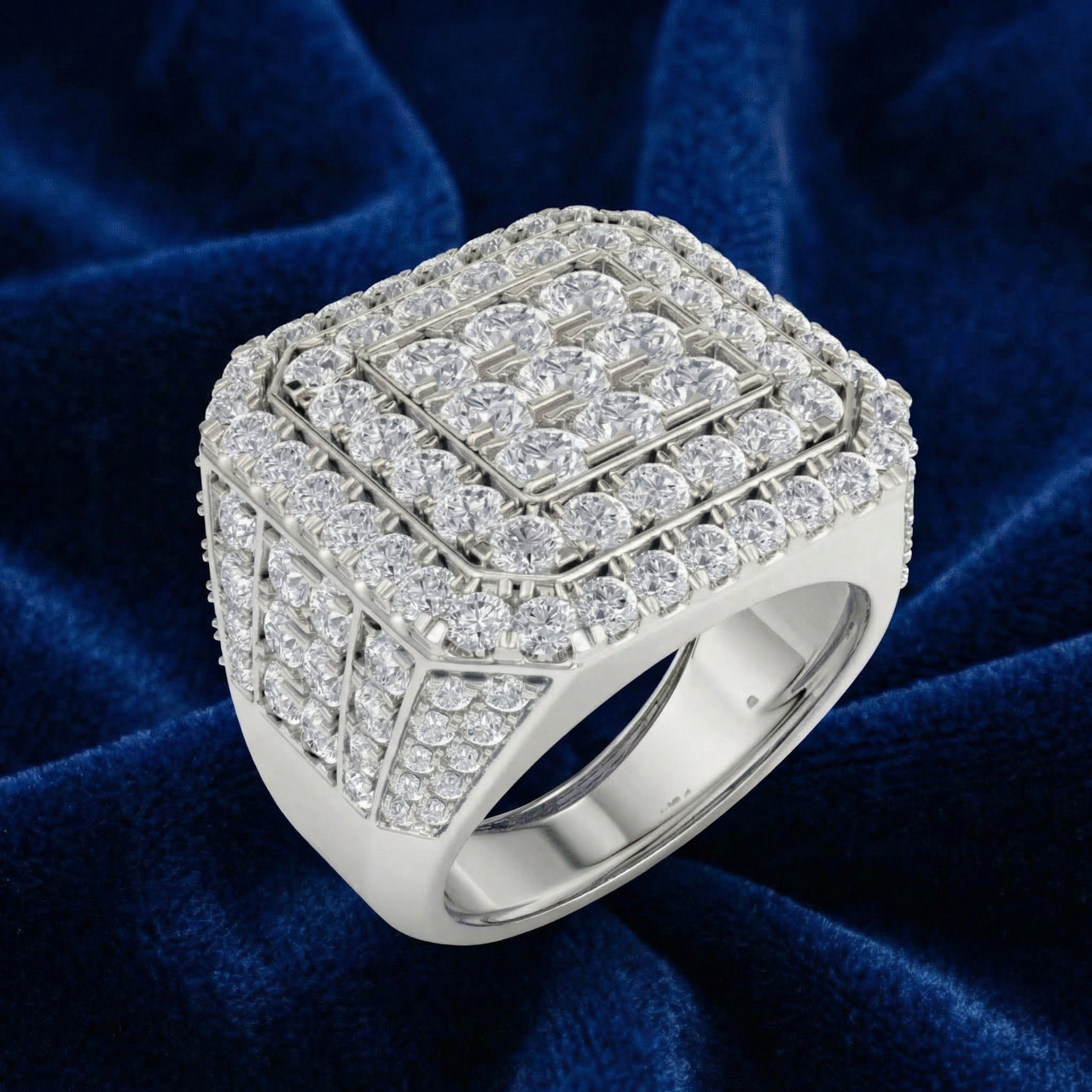 5Ct TW Men's Round Diamond Pave Ring Gold Lab Grown (F-G, VS)