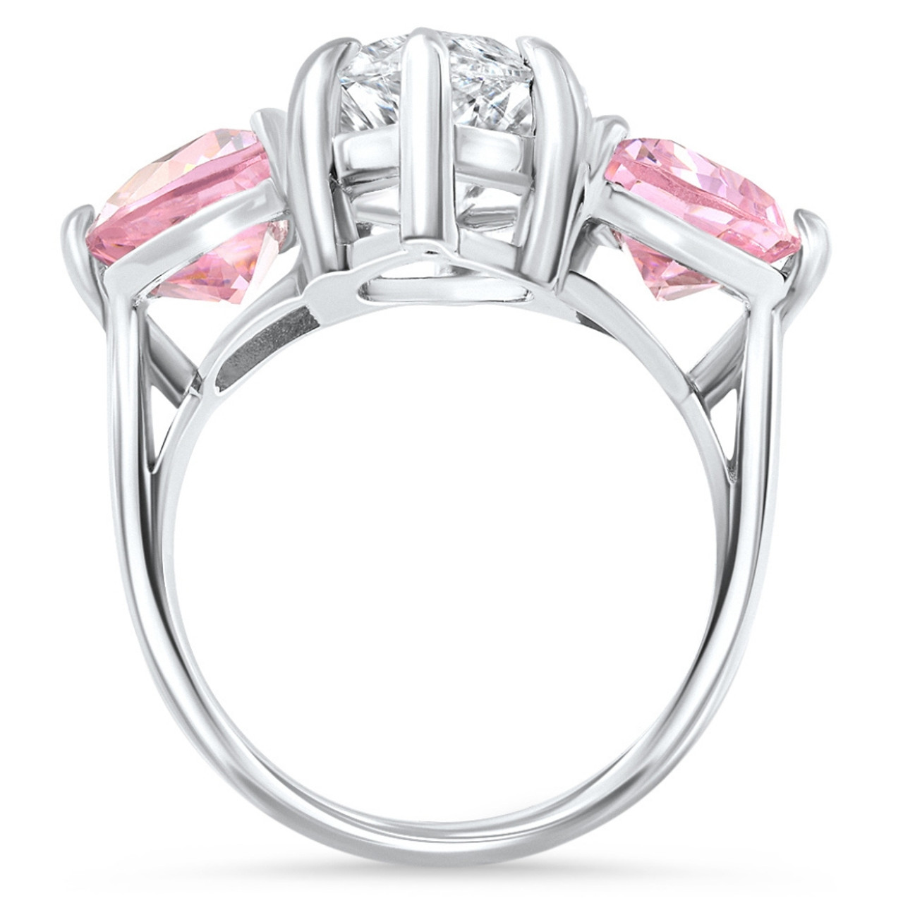 Certified 15.05Ct Marquise Diamond & Pink Topaz 3 Stone Ring 14k Gold Lab Grown (G-H, VS)