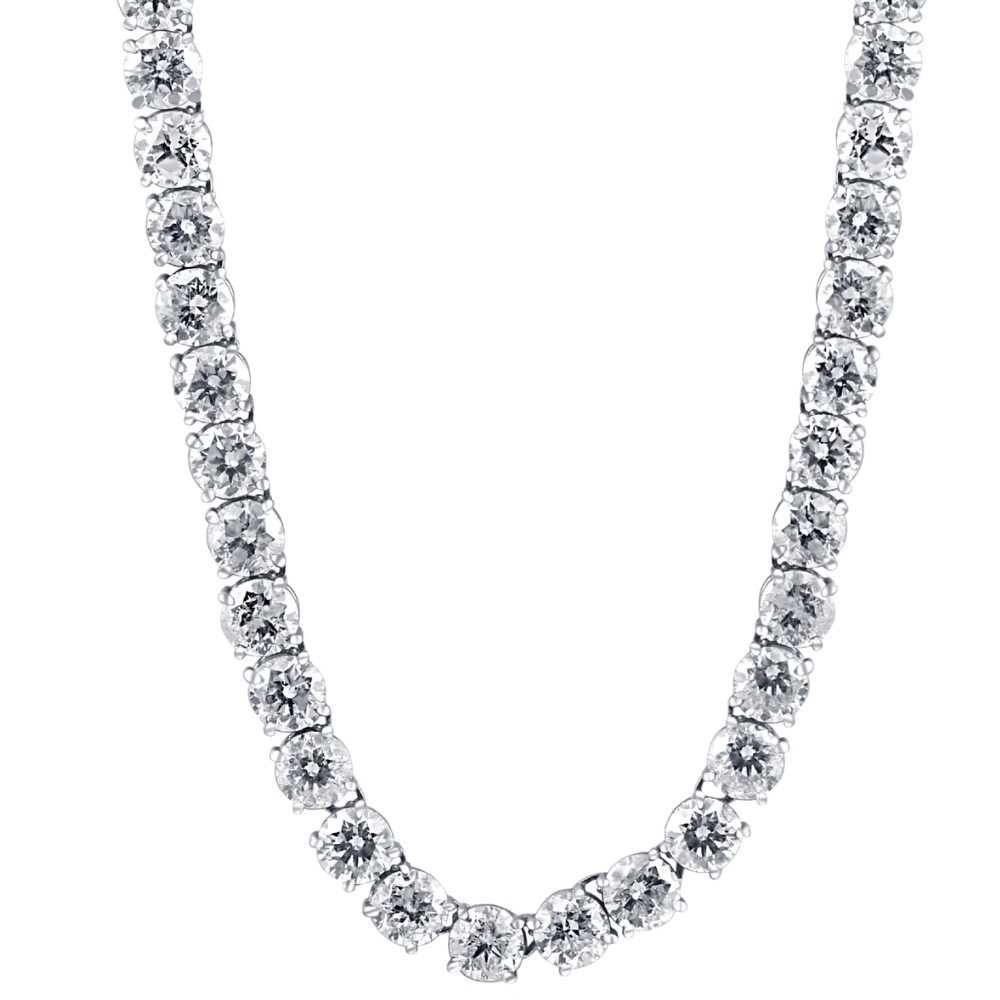 38Ct TW Diamond Tennis Necklace 16" in 14k White or Yellow Gold Lab Grown (F-G, VS2-SI1)