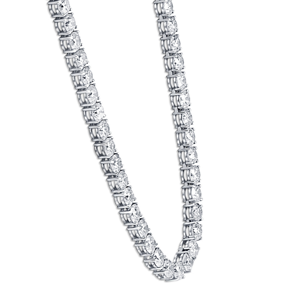 38Ct TW Diamond Tennis Necklace 16" in 14k White or Yellow Gold Lab Grown (F-G, VS2-SI1)