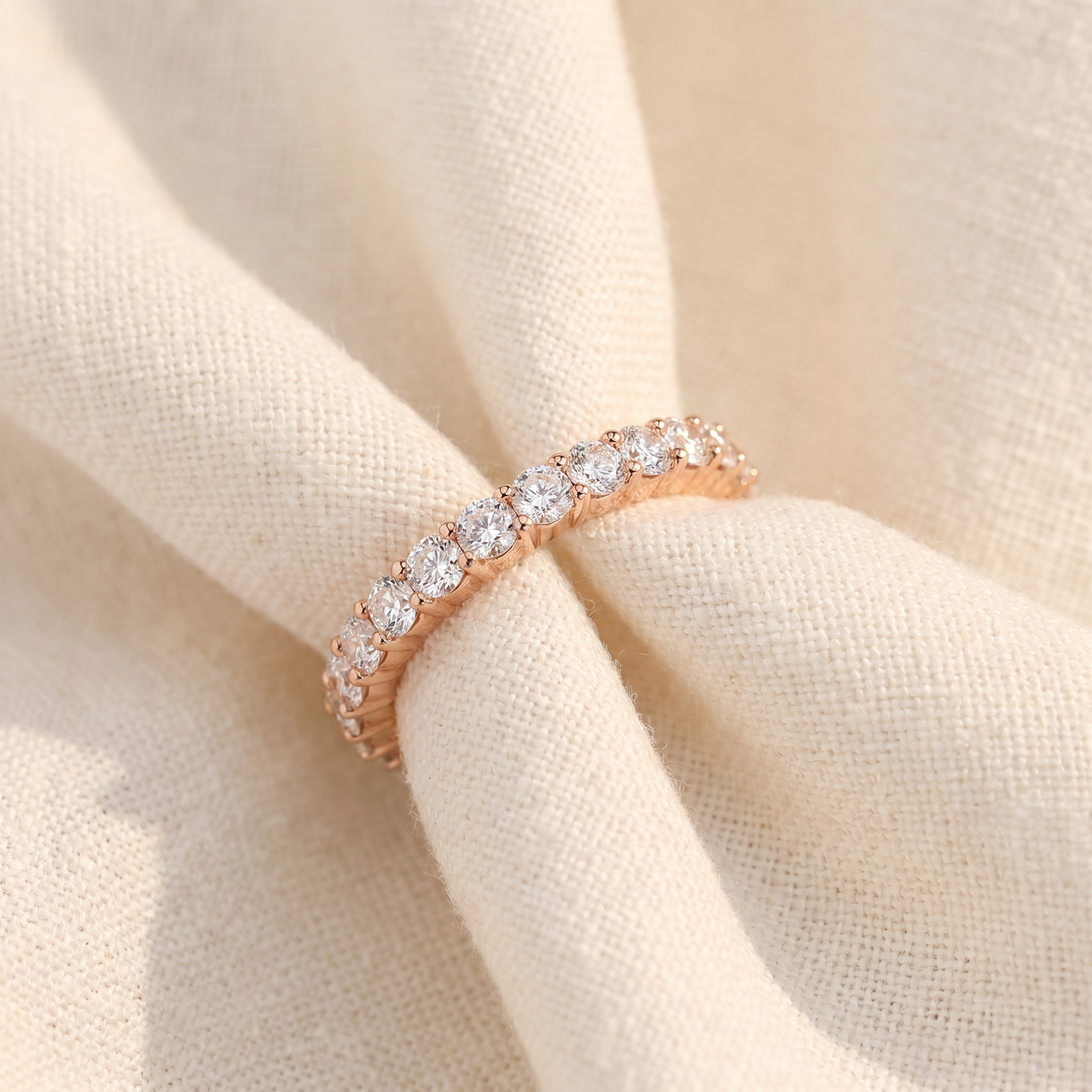 1 Carat Diamond Eternity Ring 14K Rose Gold (I-J, I2-I3)
