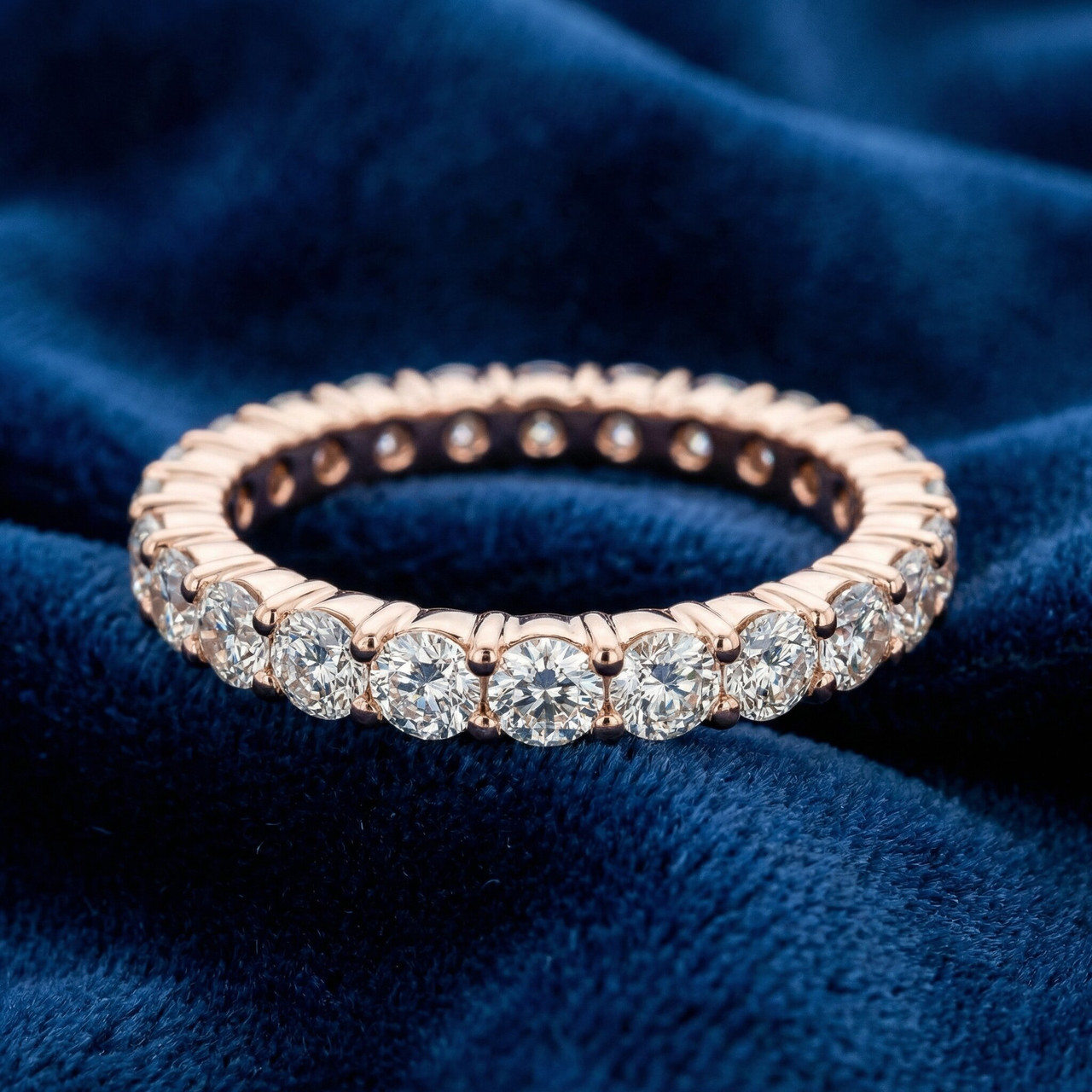 1 Carat Diamond Eternity Ring 14K Rose Gold (I-J, I2-I3)
