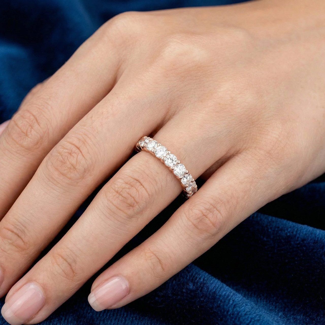 1 Carat Diamond Eternity Ring 14K Rose Gold (I-J, I2-I3)