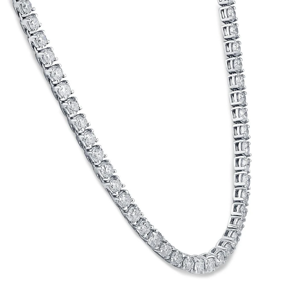 Huge 33 Ct Natural Diamond Tennis Necklace 14K White Gold 20" (J-K, I1)