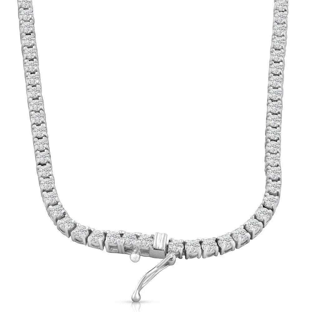 Huge 33 Ct Natural Diamond Tennis Necklace 14K White Gold 20" (J-K, I1)