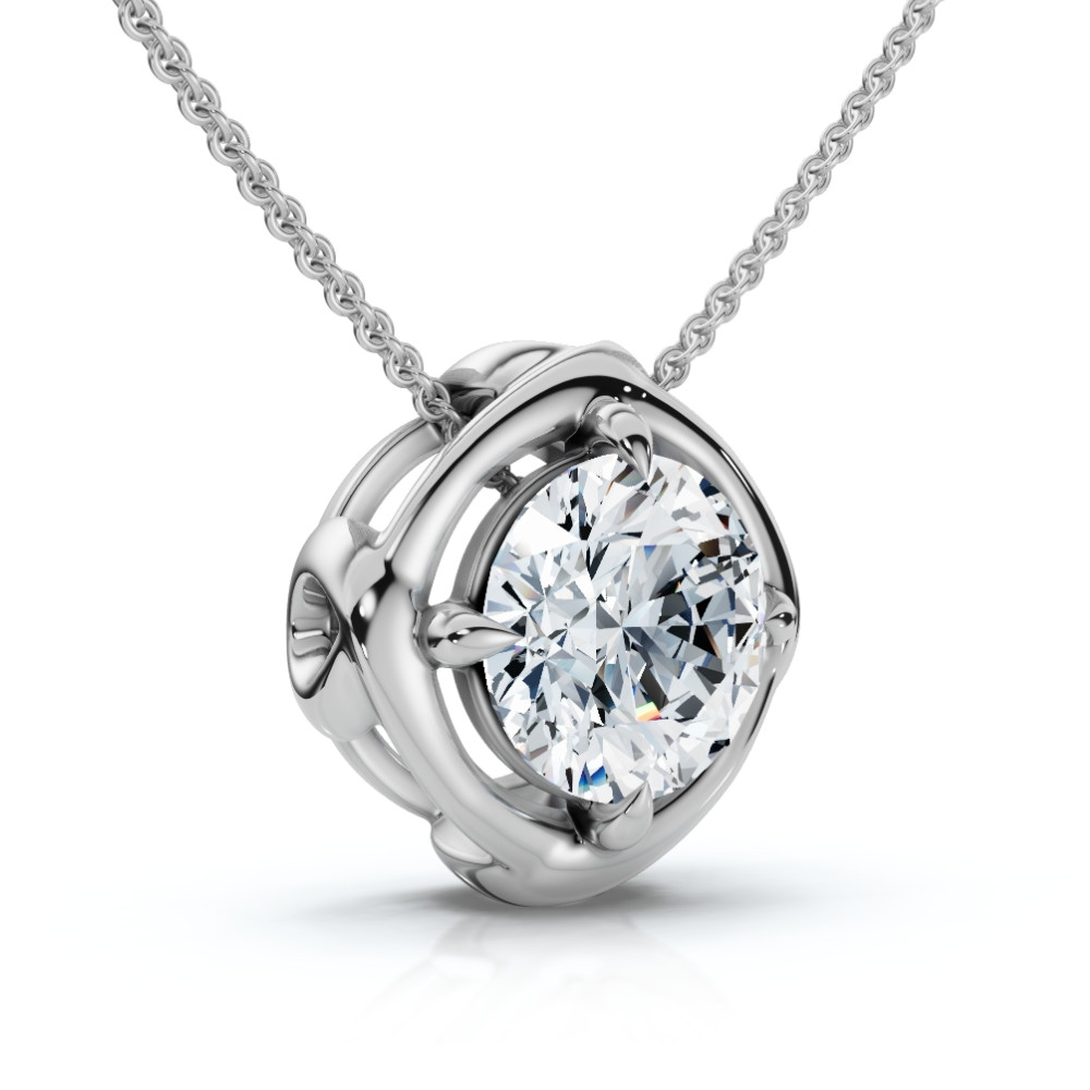 3/4Ct Natural Diamond Unspoken Pendant 14k Gold 18" Women's Solitaire Necklace (I-J, I2-I3)