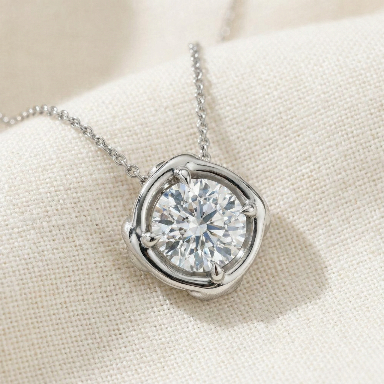 3/4Ct Natural Diamond Unspoken Pendant 14k Gold 18" Women's Solitaire Necklace (I-J, I2-I3)