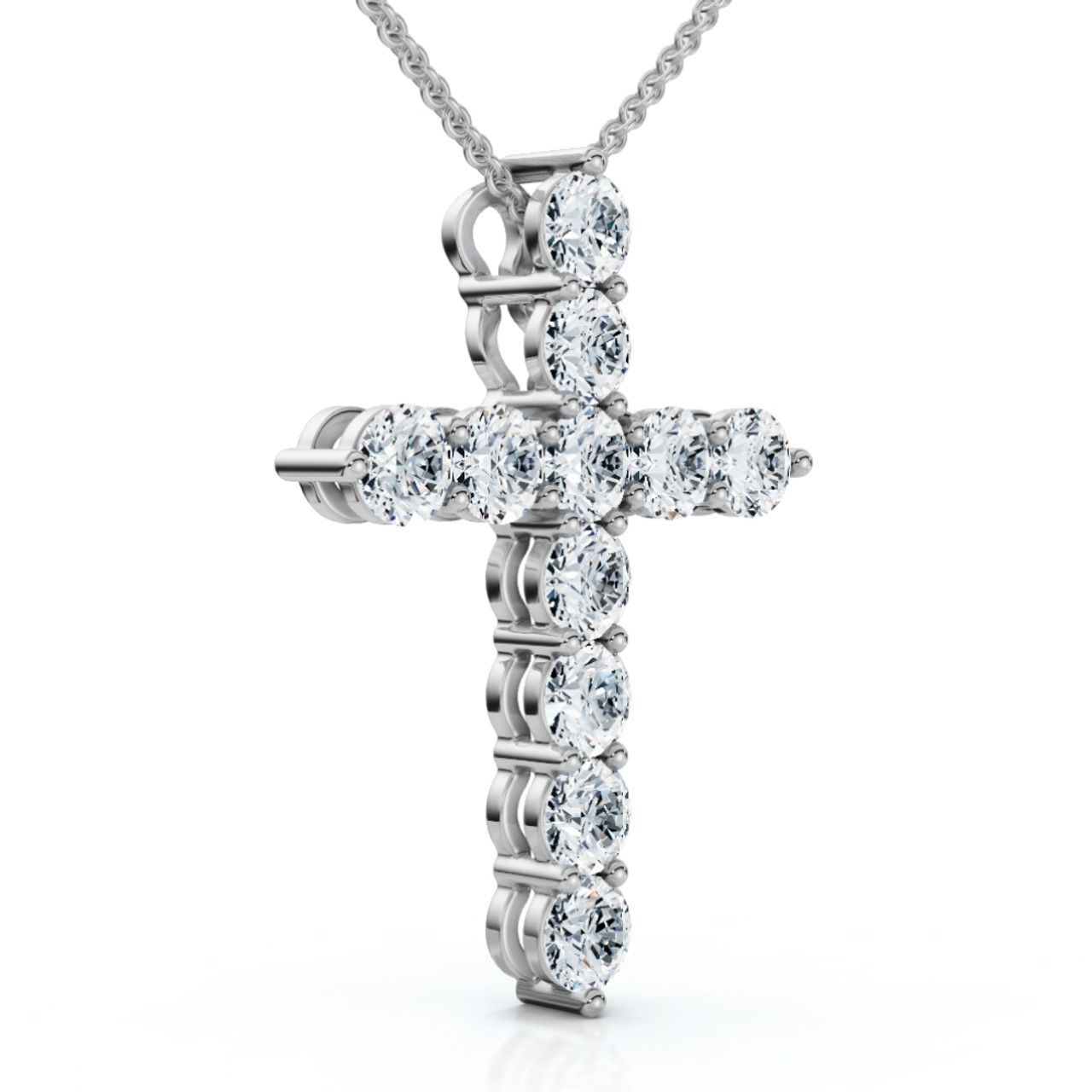 1.25Ct Diamond Cross 14k Gold 18" Necklace 1" Tall Lab Grown (F-G, VS)