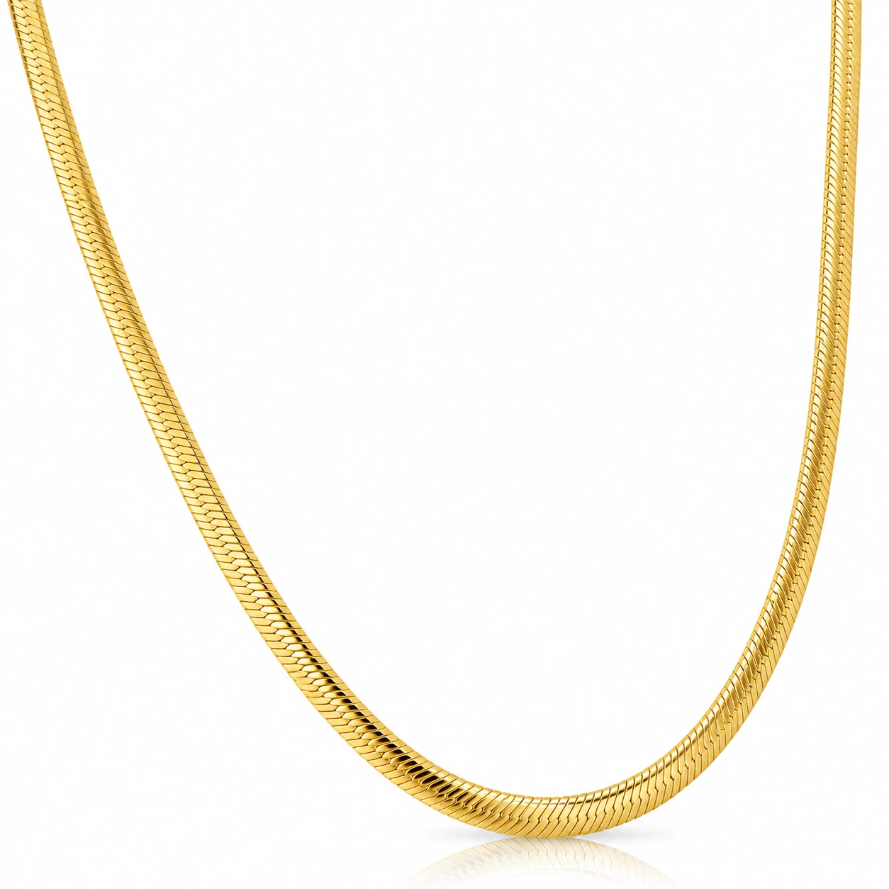 14k Yellow Gold Herringbone Necklace Women's 16-18" Chain