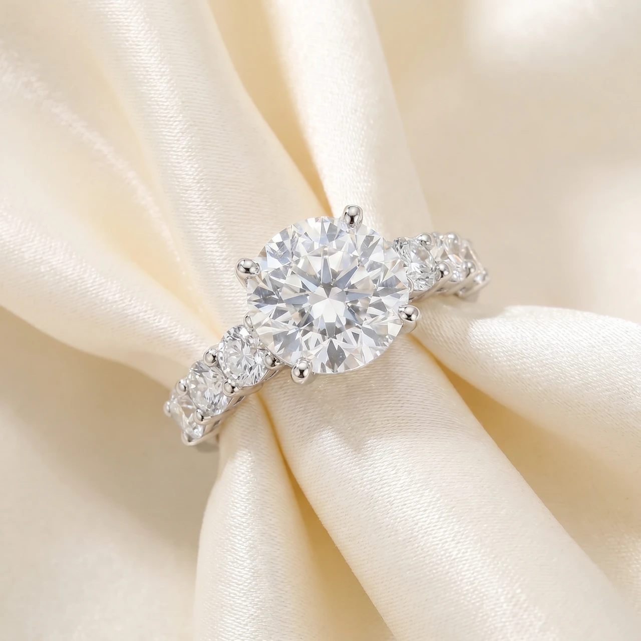 Certified 4Ct Diamond Engagement Ring 14k Gold Lab Grown (F-G, VS)