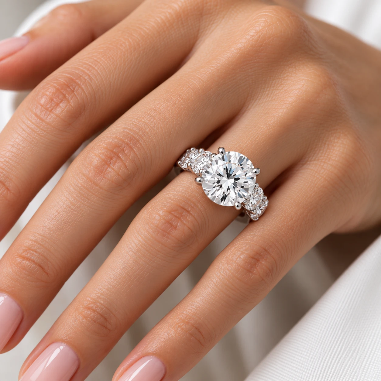 Certified 4Ct Diamond Engagement Ring 14k Gold Lab Grown (F-G, VS)