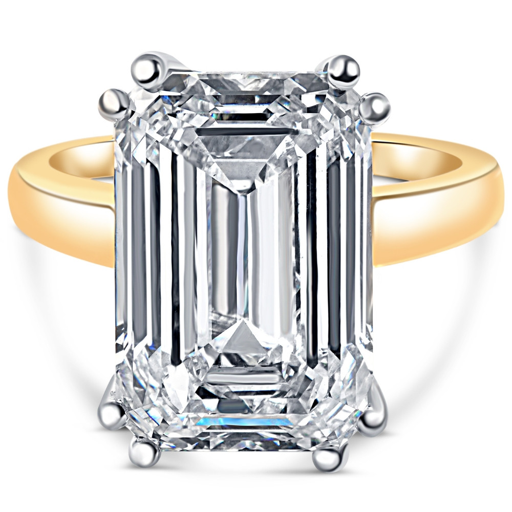 Certified 10.05CT Emerald Cut Solitaire Diamond Engagement Ring 14k Gold Lab Grown (H-I, VS)