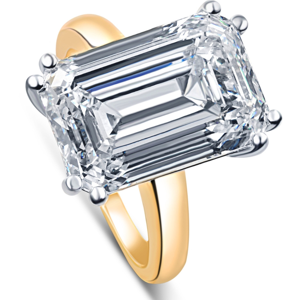 Certified 10.05CT Emerald Cut Solitaire Diamond Engagement Ring 14k Gold Lab Grown (H-I, VS)