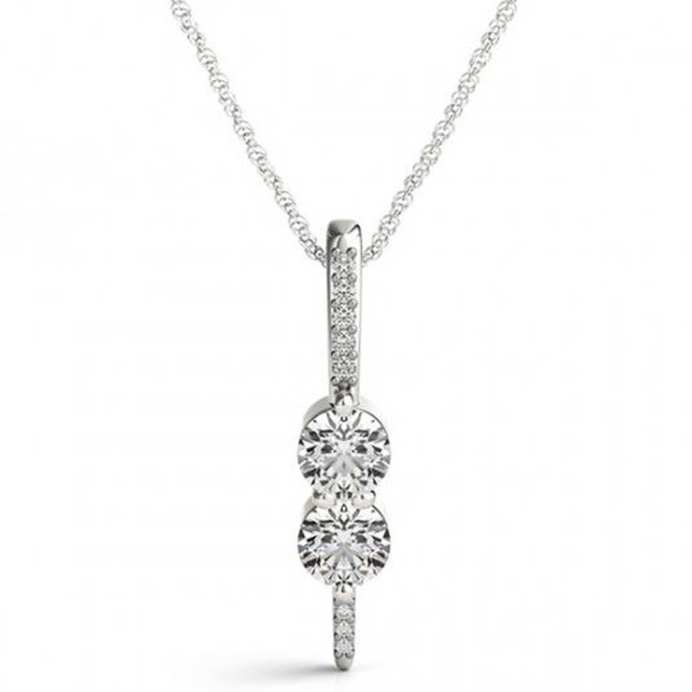 Forever Us Two Stone Genuine Diamond Pendant 1/2 Carat 10K White Gold & 18" Chain (H-I, I1)