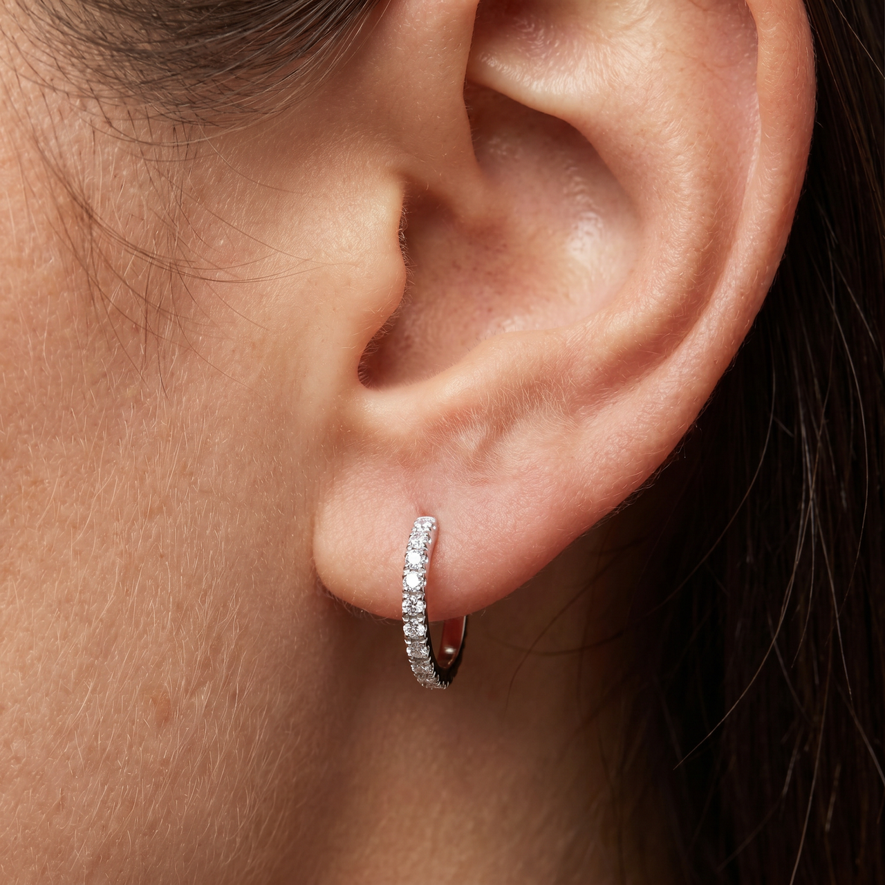 1/2Ct Diamond Hoops With Screw Backs 10k White Gold 1/2" Tall (G-H, I2-I3)