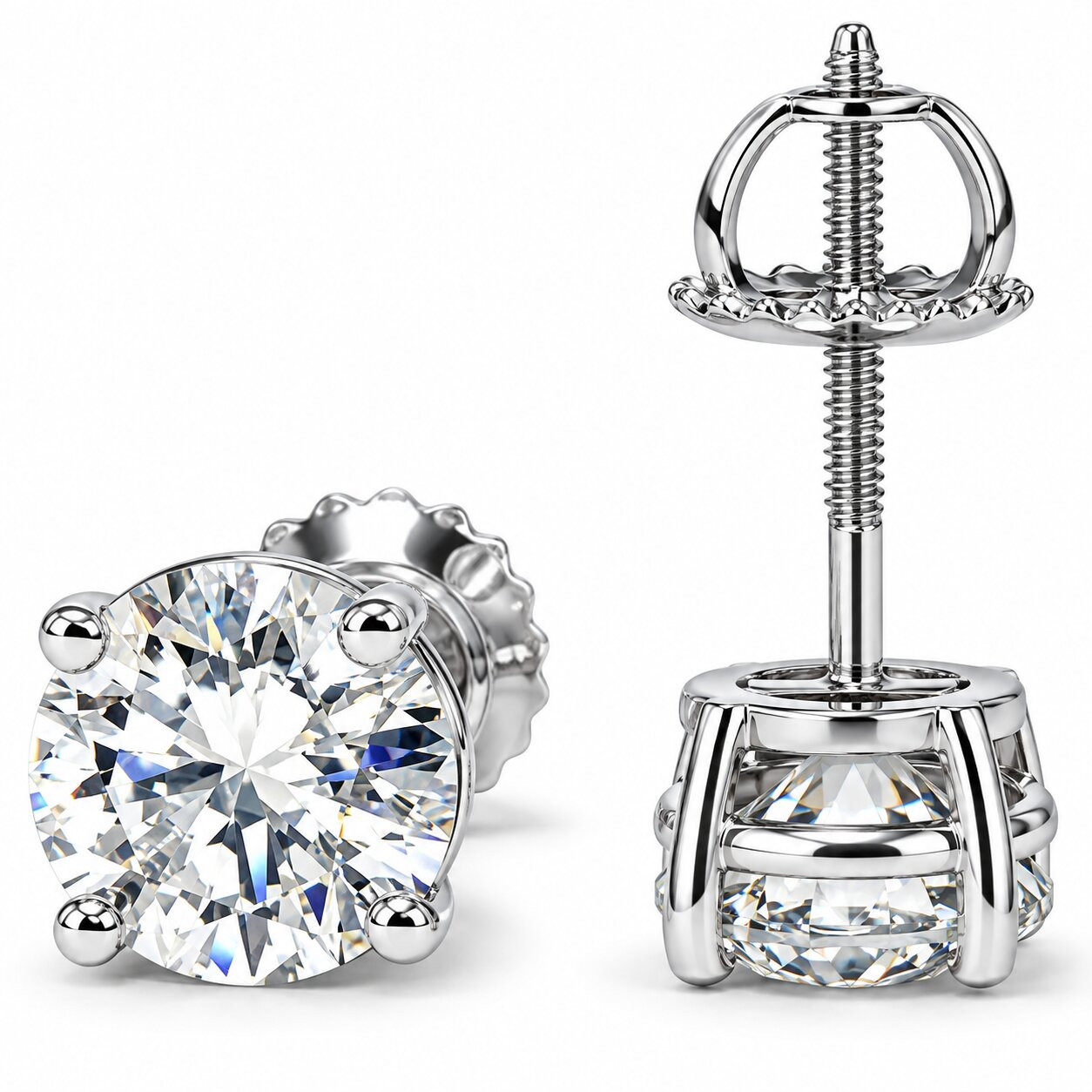 Platinum 2 Ct T.W. Lab Grown Diamond Studs Screw Backs