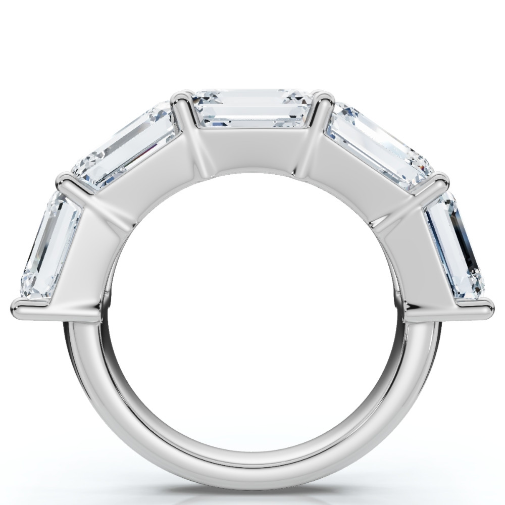 5.10Ct Emerald Cut Diamond 5 Stone Wedding Anniversary Ring 14k Gold Lab Grown (F-G, VS)