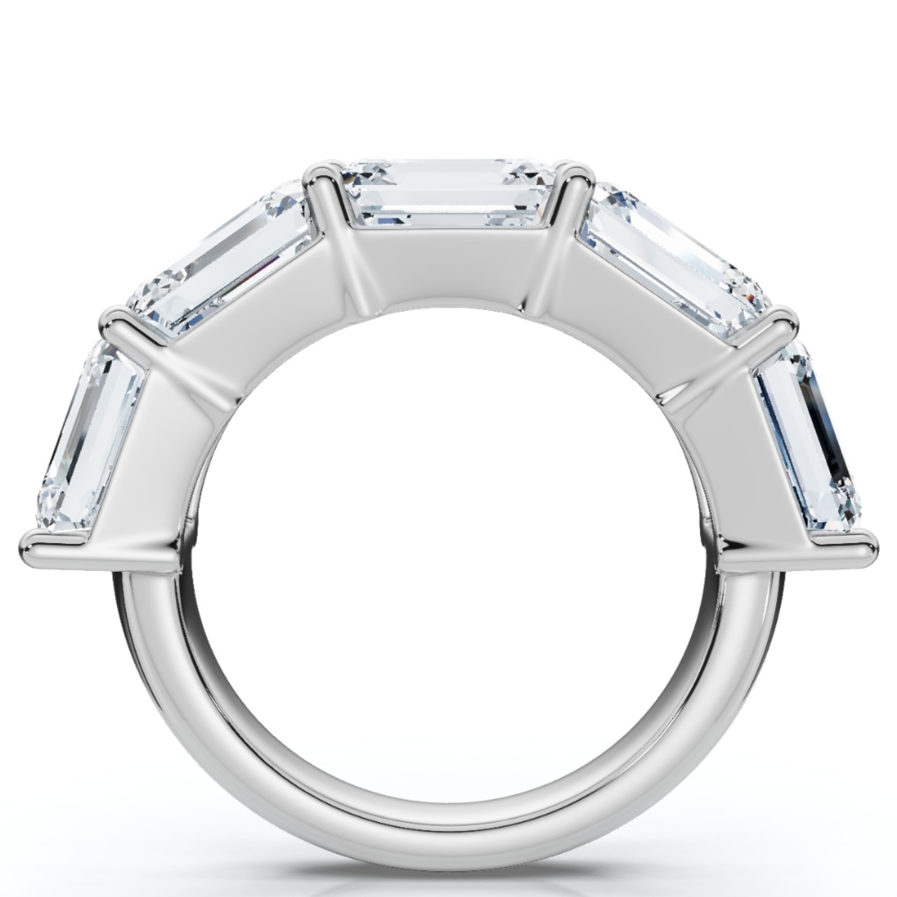 5.10Ct Emerald Cut Diamond 5 Stone Wedding Anniversary Ring 14k Gold Lab Grown (F-G, VS)