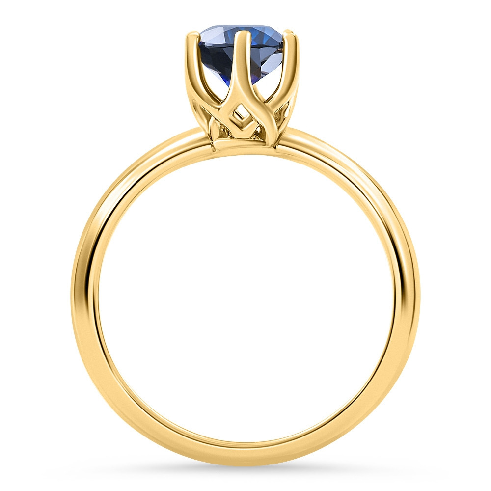 14k Yellow Gold Oval Blue Sapphire Engagement Anniversary Ring Lab Grown 9x7mm