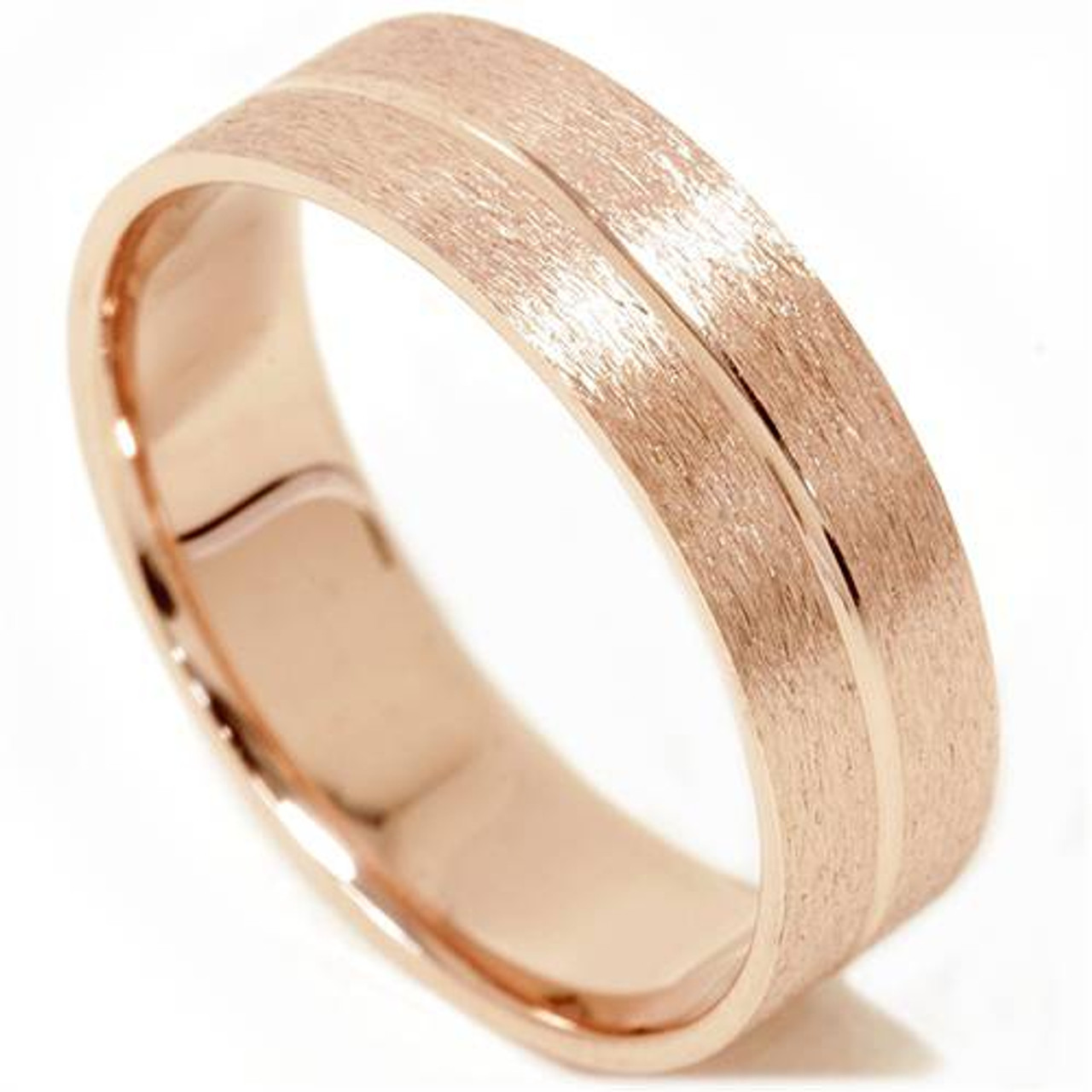 14K Rose Gold Brushed Comfort Fit 6mm Wedding Band