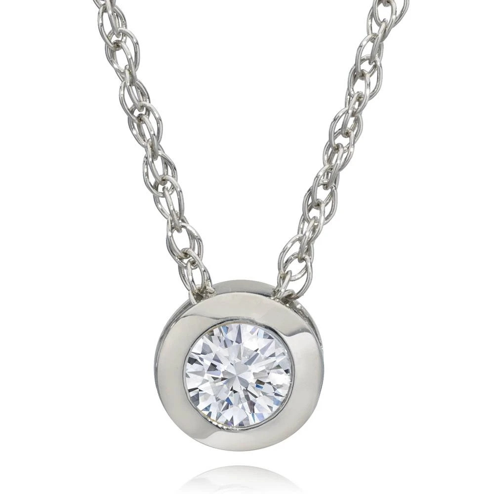3/8ct Bezel Solitaire Lab Created Diamond Pendant 14K White Gold (F-G, SI)