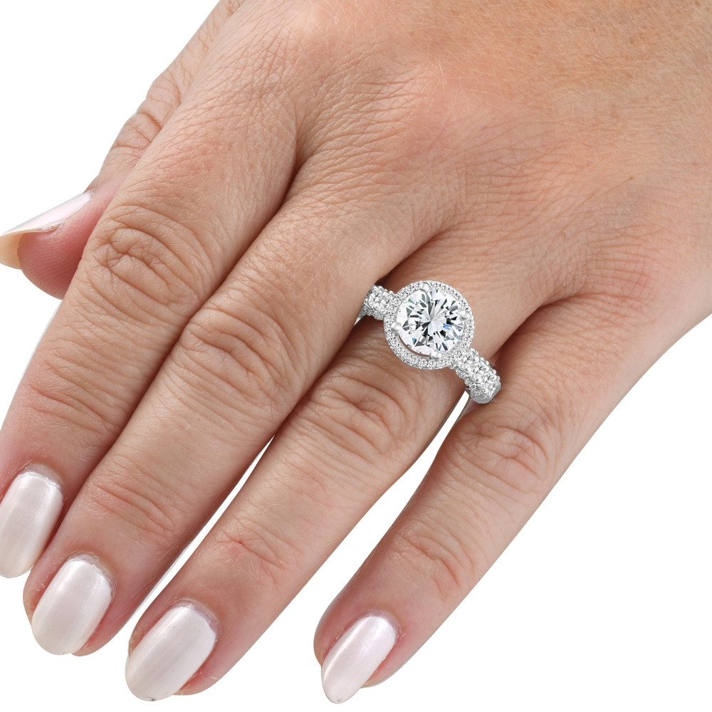 Certified 3.52Ct Pave Round Diamond Engagement 14k White Gold Lab Grown (D-E, VS)