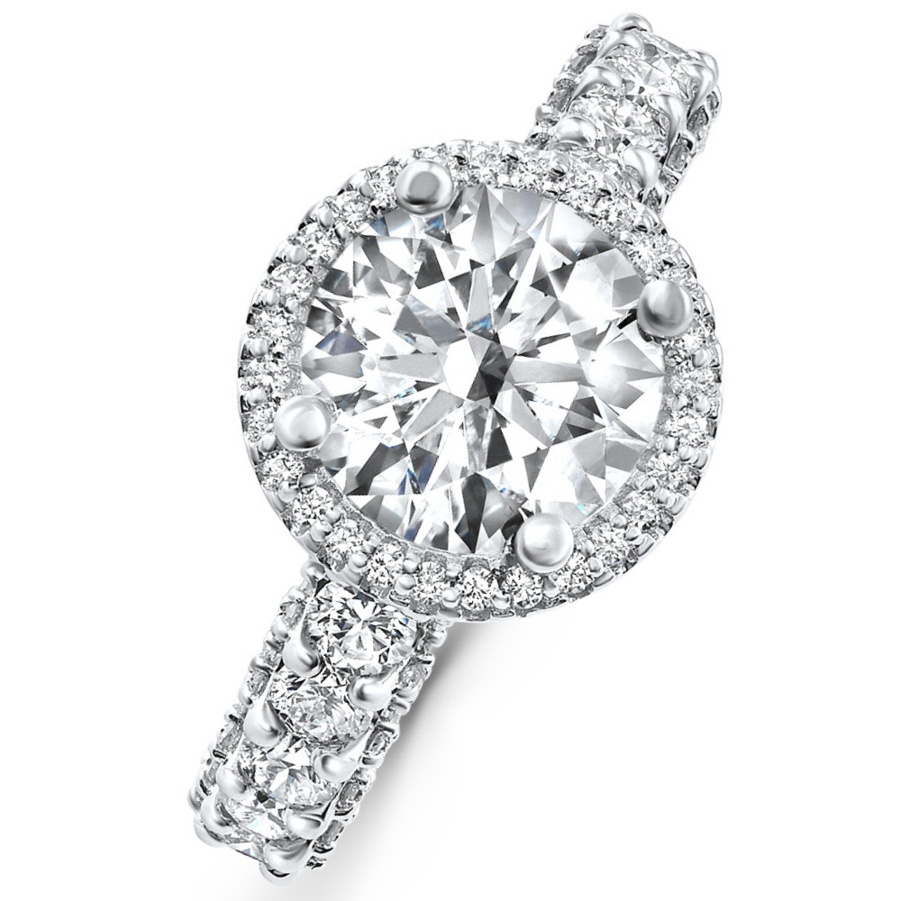 Certified 3.52Ct Pave Round Diamond Engagement 14k White Gold Lab Grown (D-E, VS)