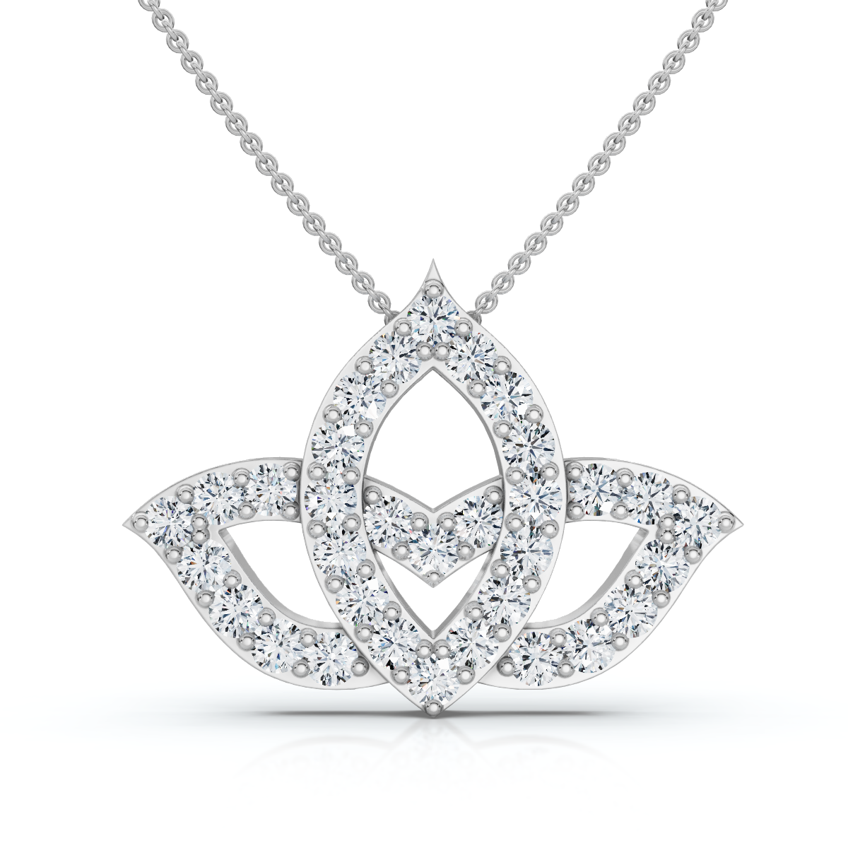3/8ct Diamond Lotus Flower Pendant Necklace 14K White Gold (G-H, I2-I3)