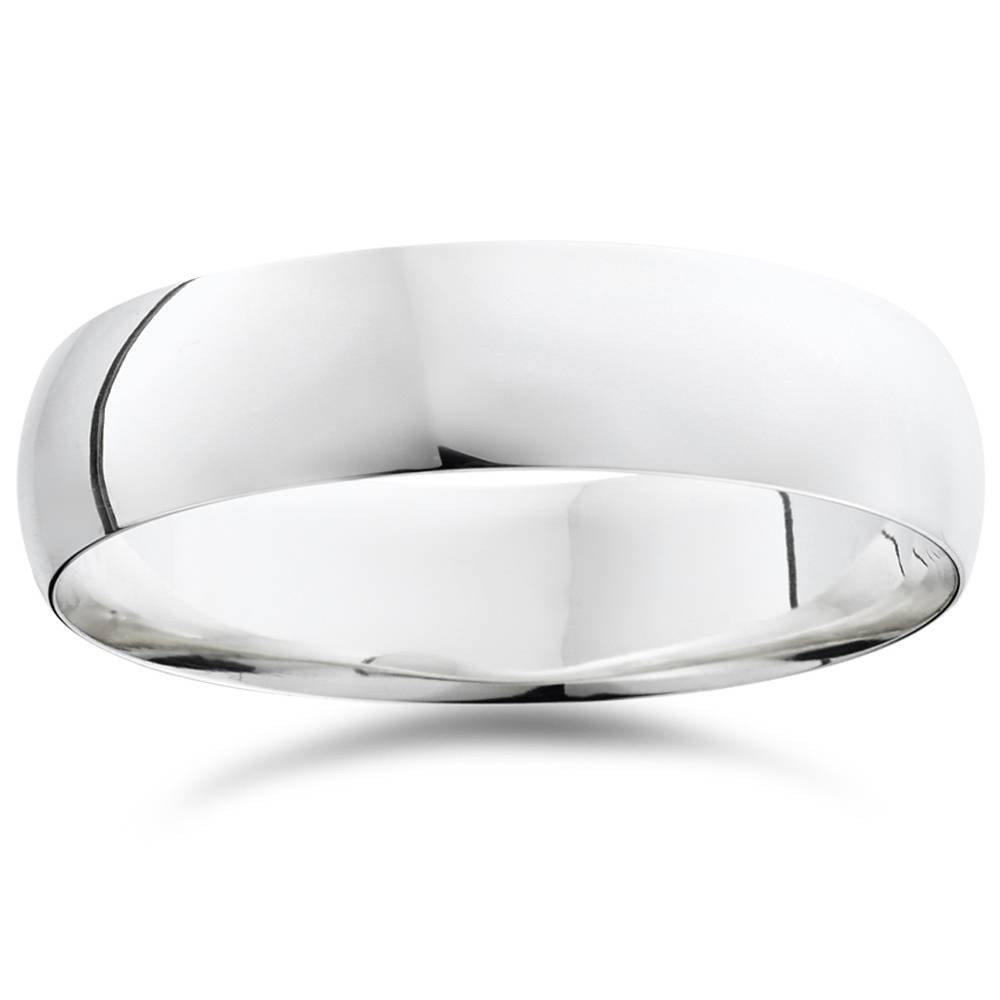 14K White Gold Comfort Fit Plain Wedding Band Ring 6mm Wide