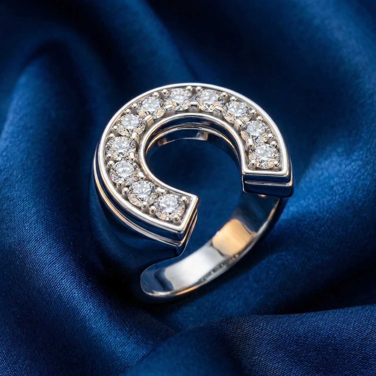 Men's 3/4Ct Diamond Horseshoe Lucky Pinky Ring Gold Lab Grown (F-G, VS)