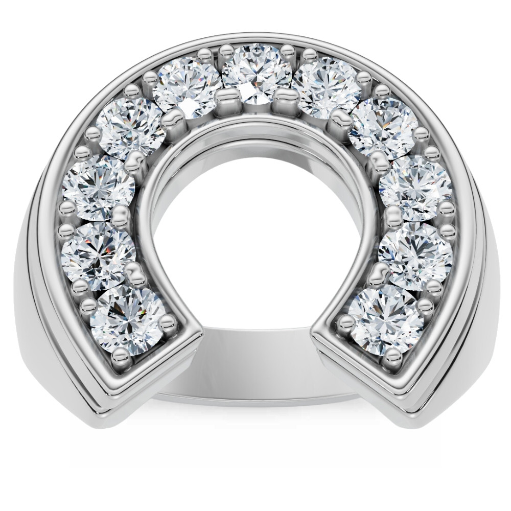 Men's 3/4Ct Diamond Horseshoe Lucky Pinky Ring Gold Lab Grown (F-G, VS)