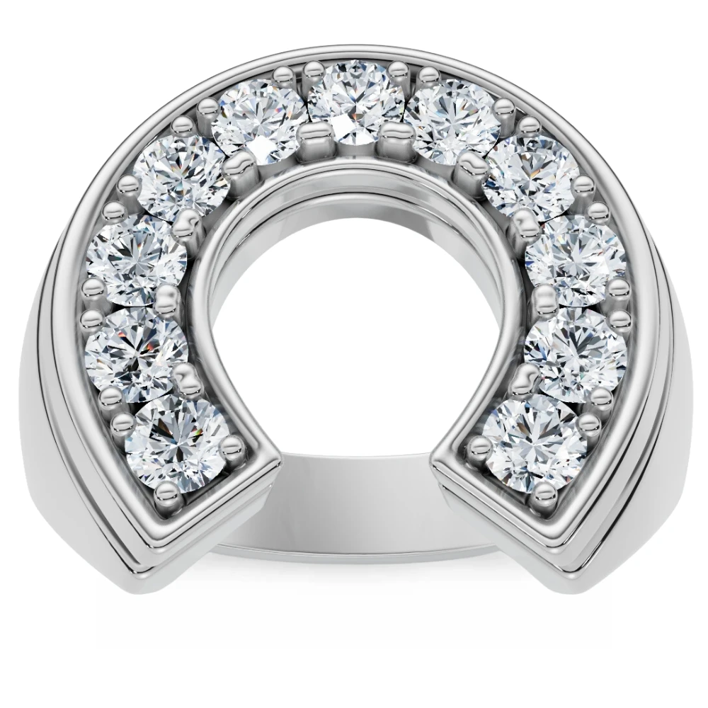Men's 3/4Ct Diamond Horseshoe Lucky Pinky Ring Gold Lab Grown (F-G, VS)