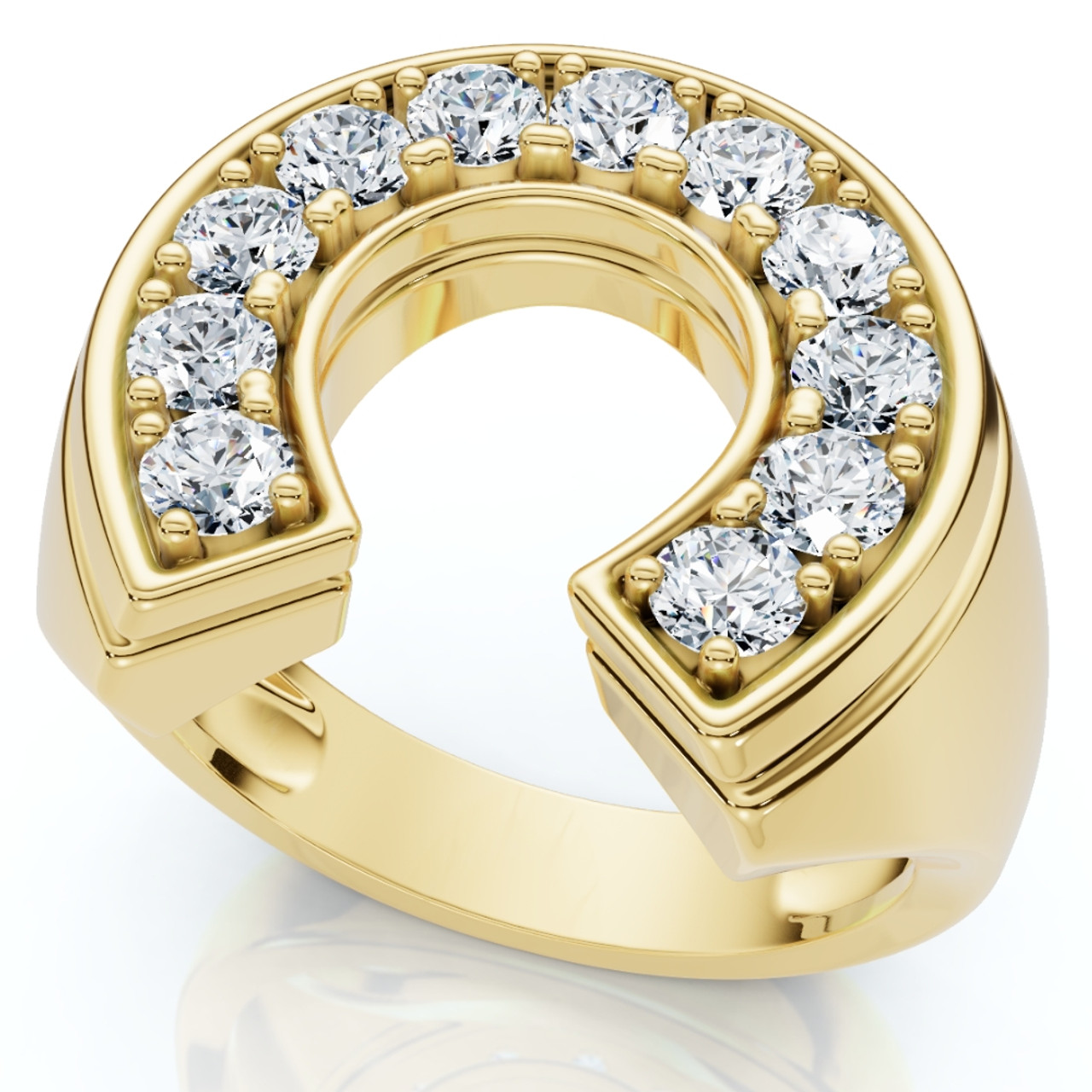 Men's 3/4Ct Diamond Horseshoe Lucky Pinky Ring Gold Lab Grown (F-G, VS) Men's 3/4Ct Diamond Horseshoe Lucky Pinky Ring Gold Lab Grown (F-G, VS)